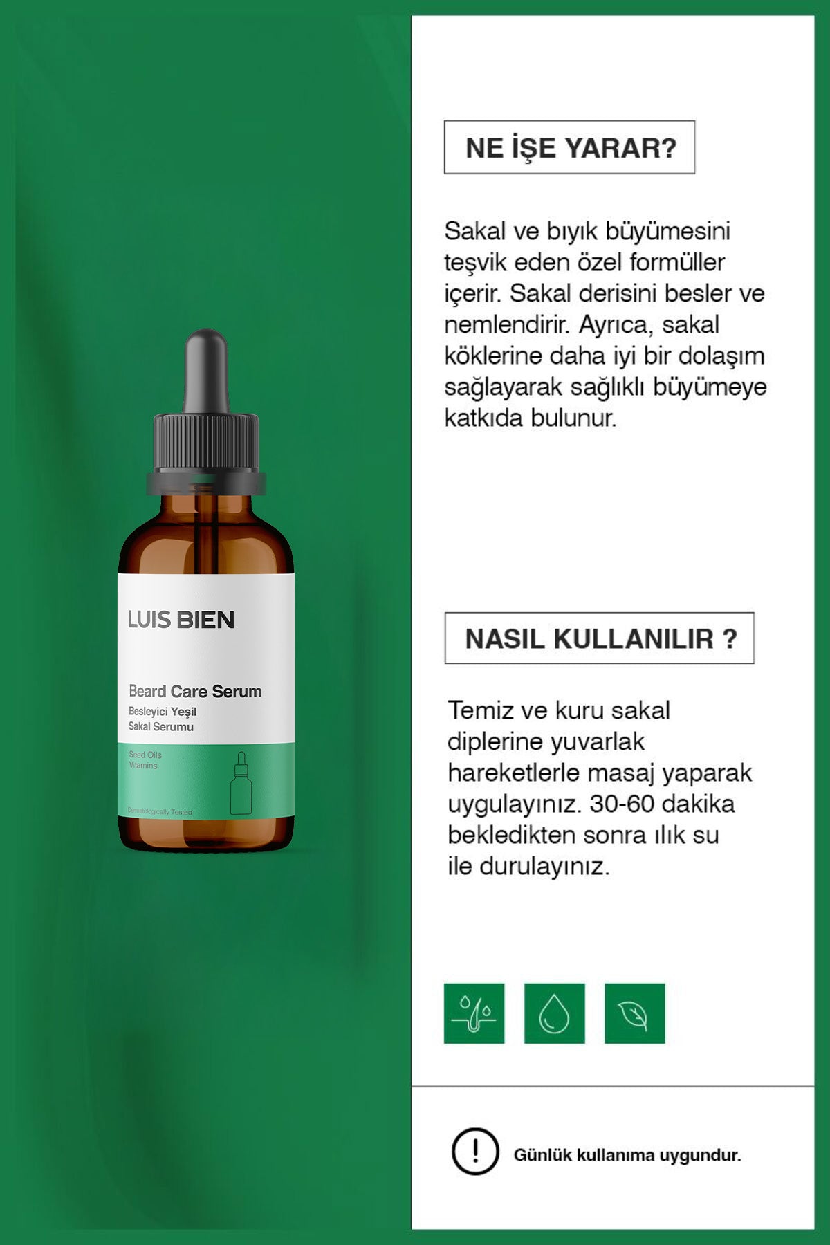 Luis Bien Sakal Güçlendirici Set (Yeşil Serum + Dermaroller) - Luis Bien
