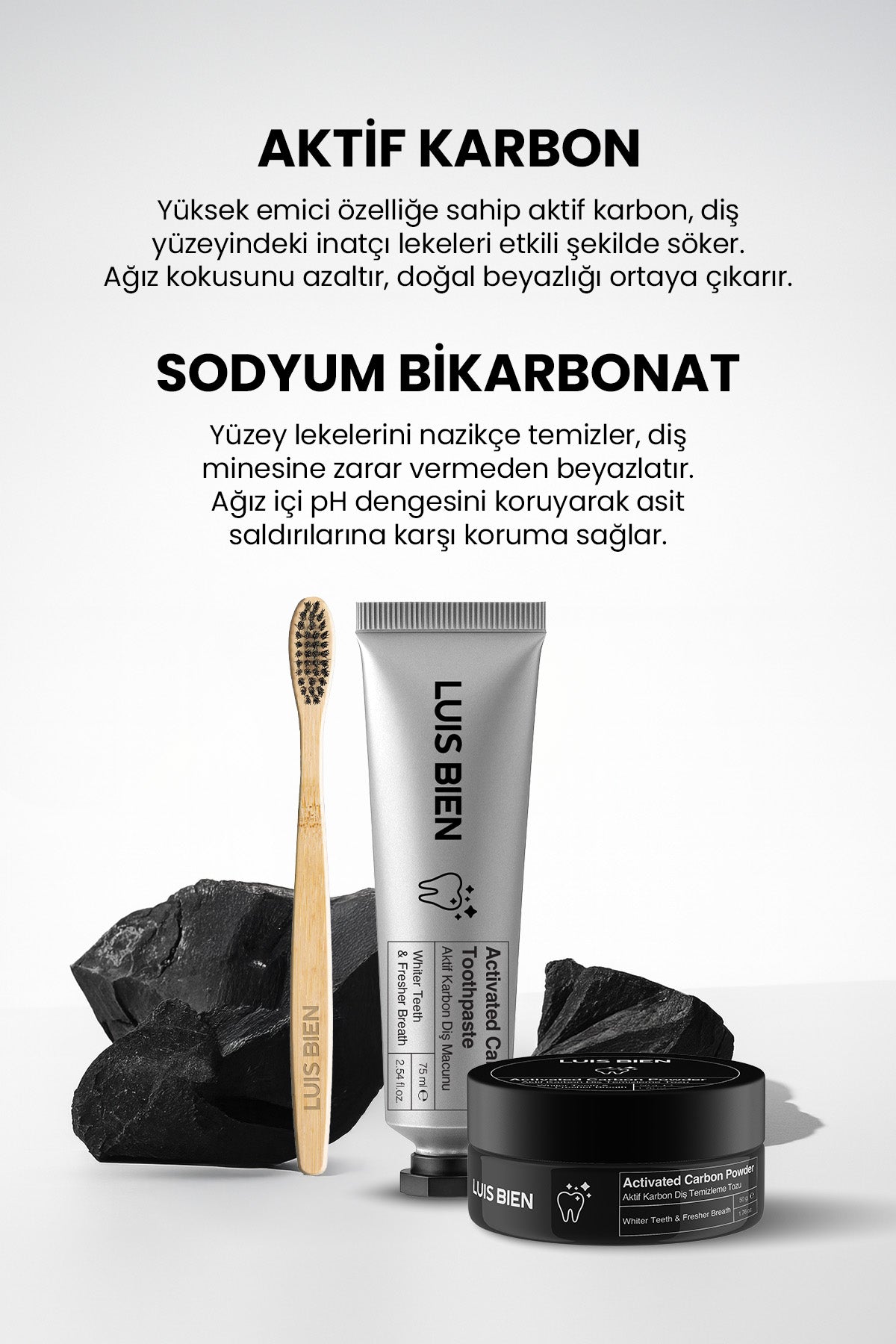 Diş Beyazlatıcı Set + Bambu Diş Fırçası - Luis Bien 