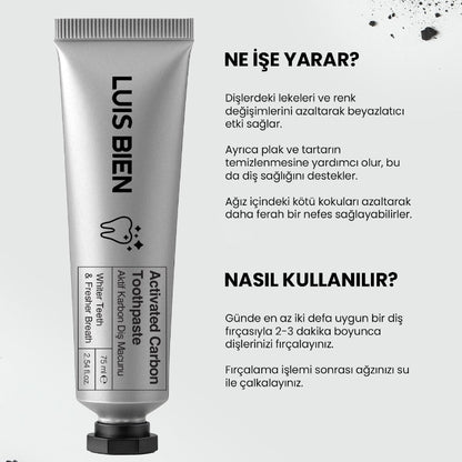 Beyazlatıcı Diş Macunu - Aktif Karbon Diş Macunu - Luis Bien 