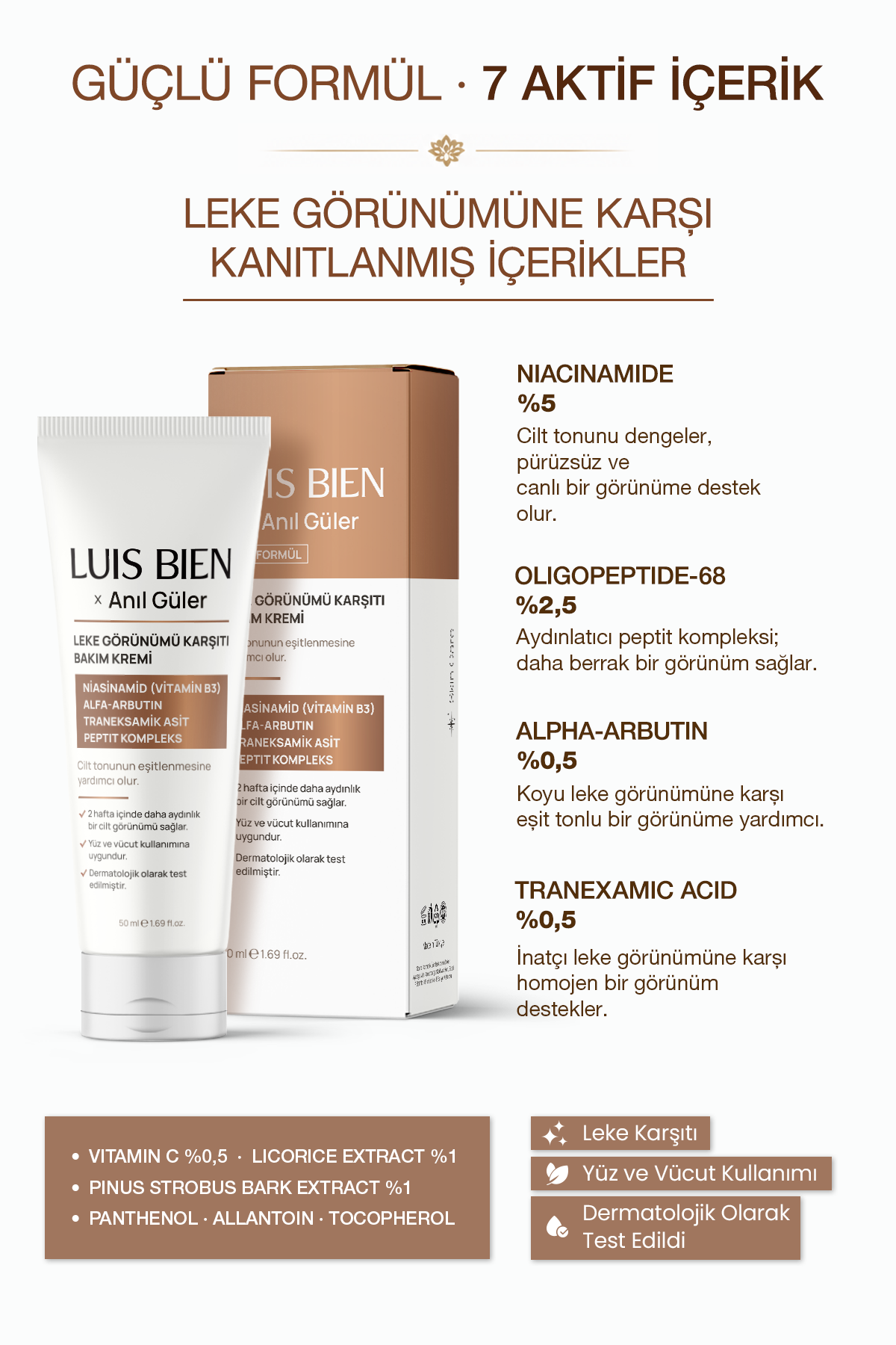 Luis Bien Anıl Güler Leke Karşıtı Aydınlatıcı Bakım Kremi 50 ml Niasinamid - Luis Bien 