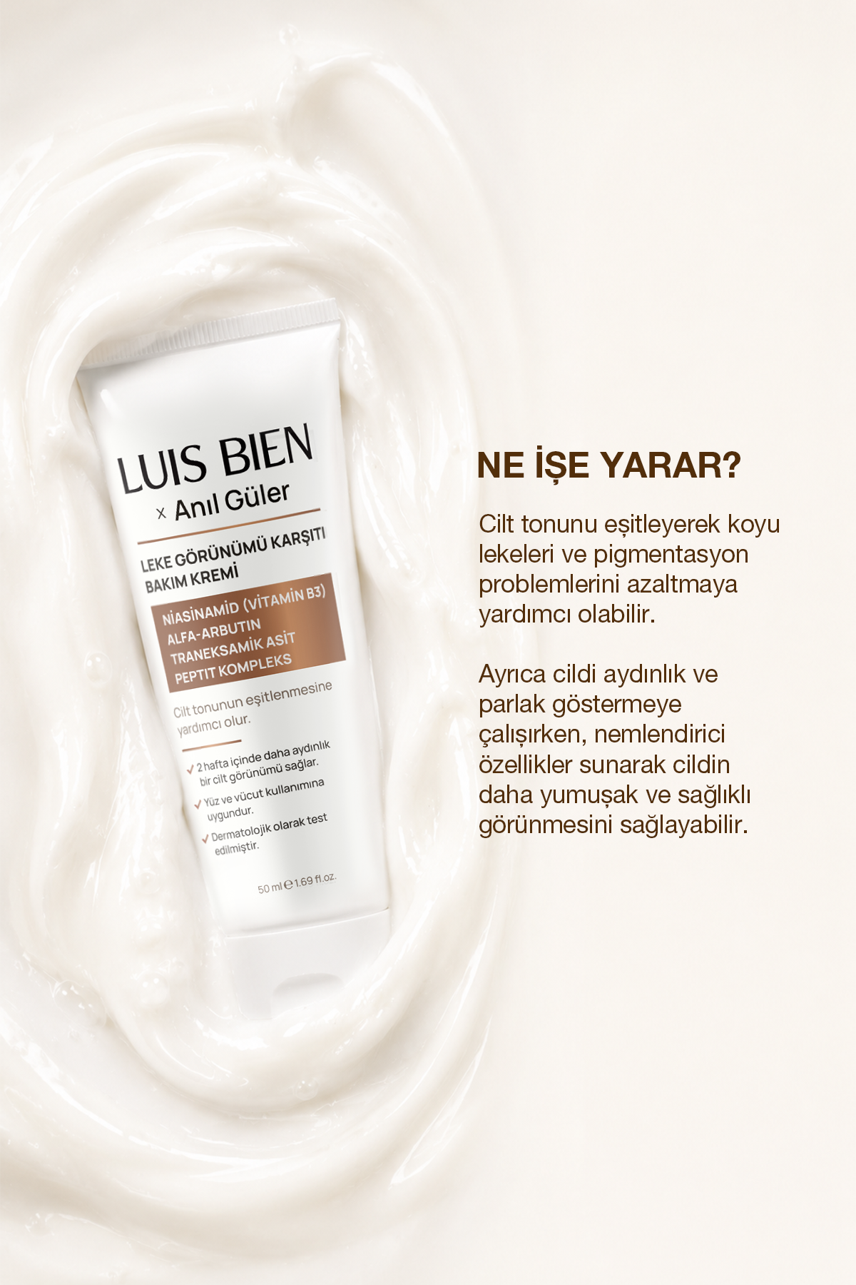 Luis Bien Anıl Güler Leke Karşıtı Aydınlatıcı Bakım Kremi 50 ml Niasinamid - Luis Bien 