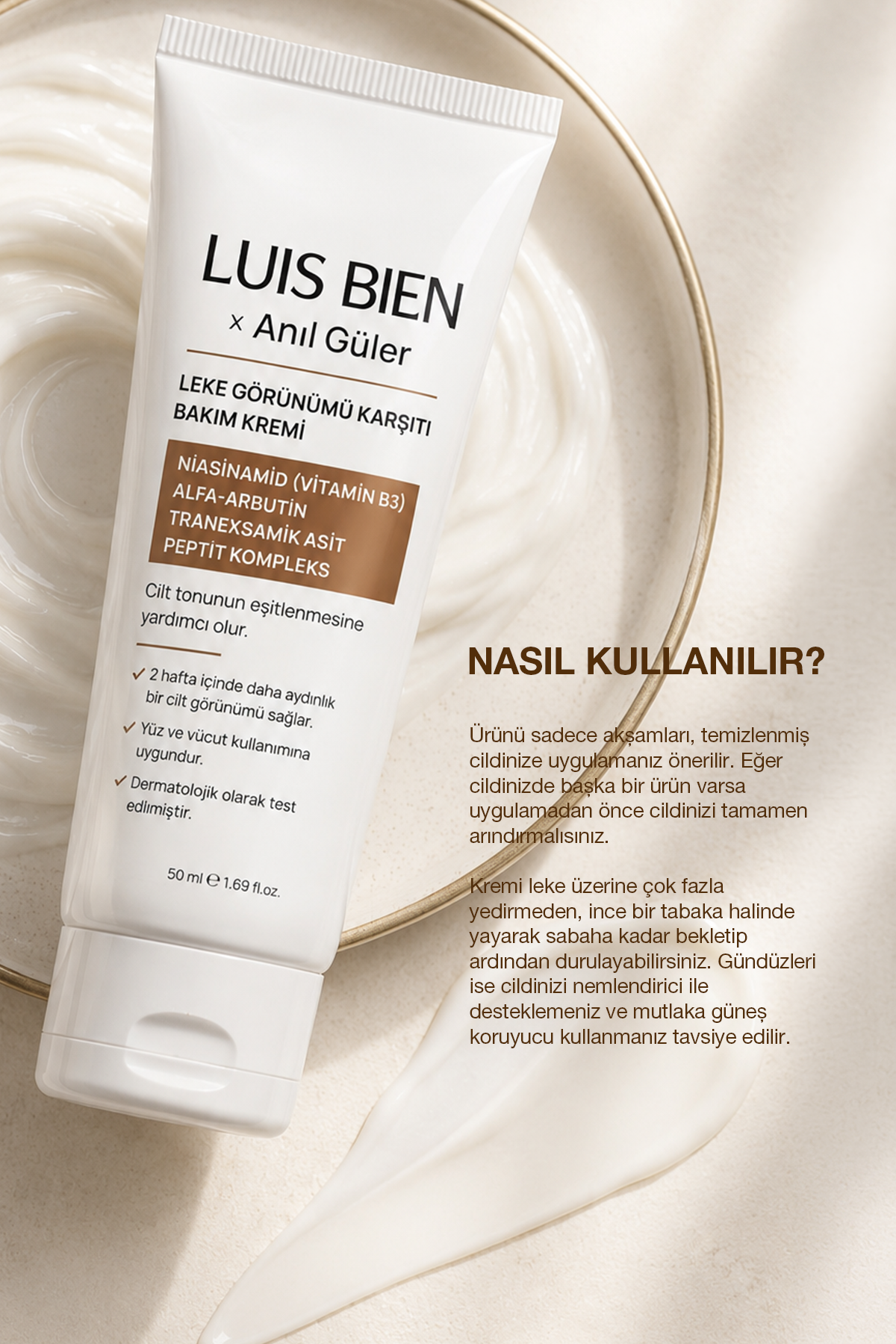 Luis Bien Anıl Güler Leke Karşıtı Aydınlatıcı Bakım Kremi 50 ml Niasinamid - Luis Bien 
